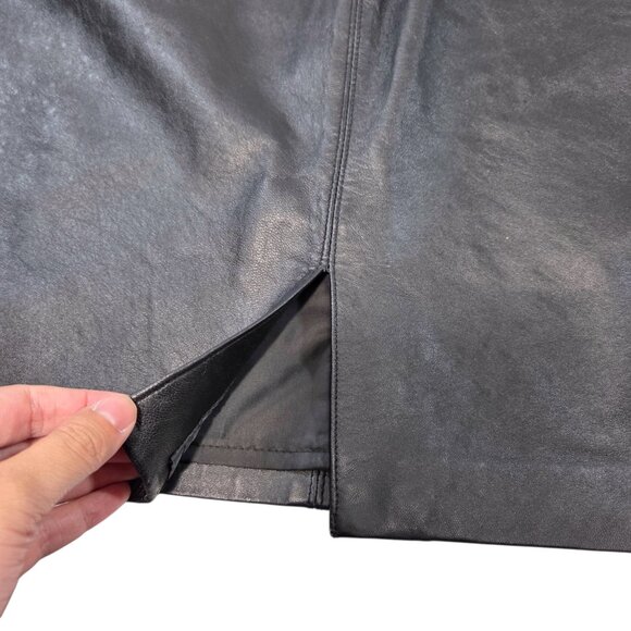 Vintage Y2K Black Leather Mini Skirt - Picture 4 of 7